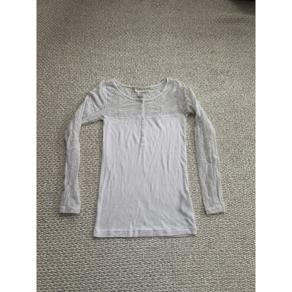 Vintage Y2K Ralph Laurie Denim Supply Lace Henley Dainty Top. Boho - Picture 4 of 8